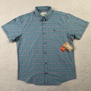 Howler Bros Mansfield SS Button Up Shirt Mens M Teal Red Pattern NWT